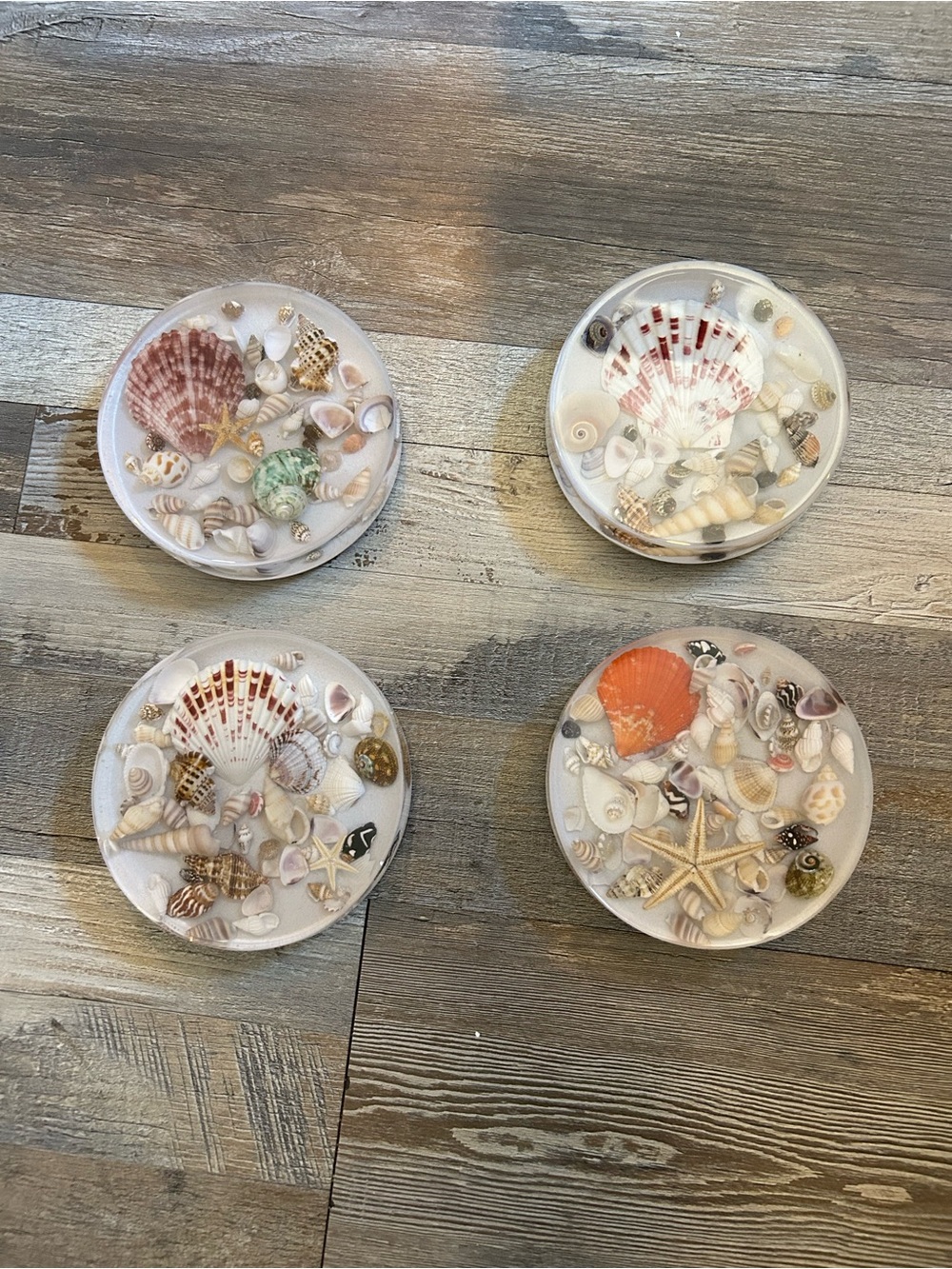Seashell Costal Resin Coasters - Set of 4